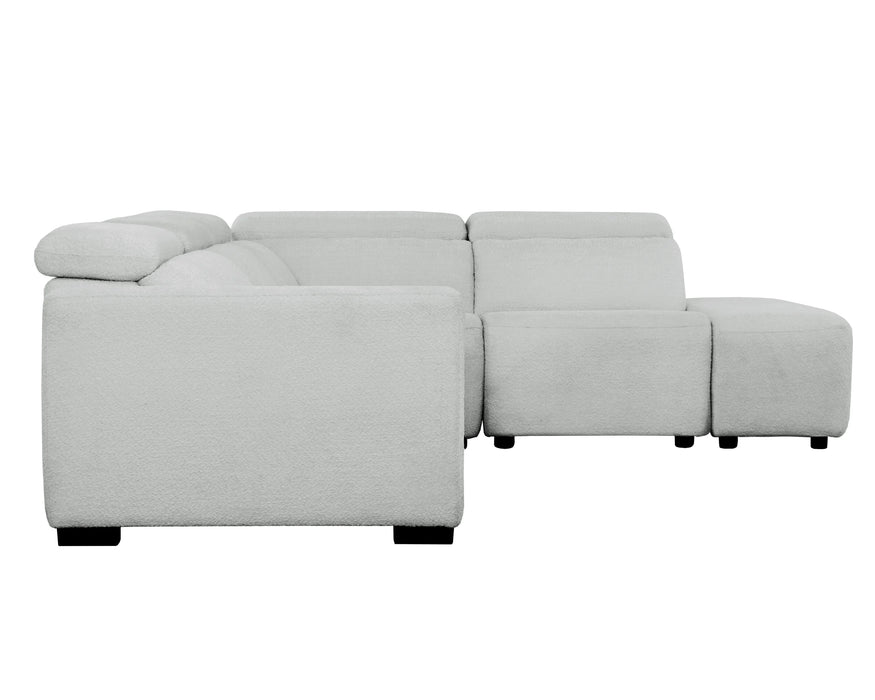 PHILIPPE - Sofa sectionnel inclinable électrique gris bouclé