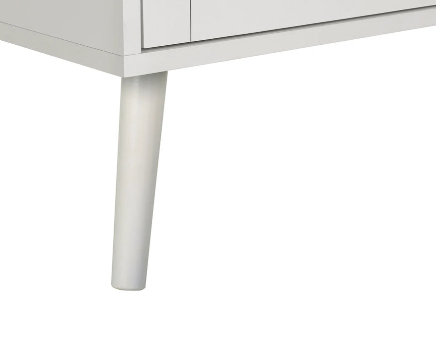 SANDRA - Table de chevet 2 tiroirs rotin blanc