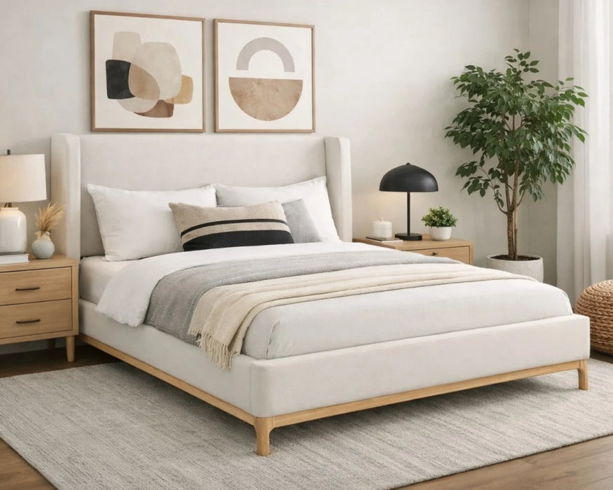 HALDEN - Base de lit beige crème scandinave