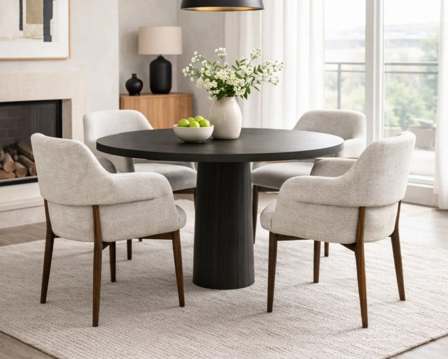 ROMAN - Modern kitchen chair in beige fabric