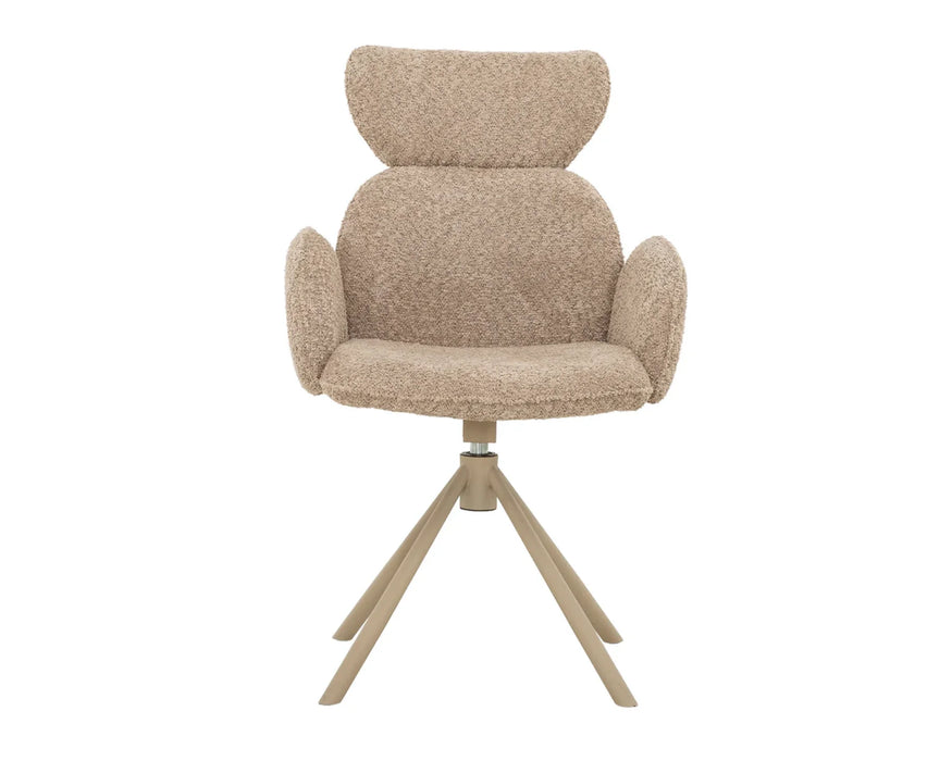 NOLA - Chaise de cuisine pivotante en tissu bouclé taupe