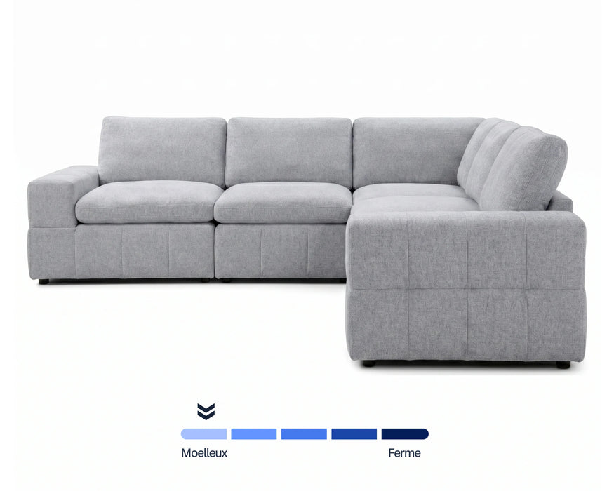 ENZO - 5-piece modular sofa, pale grey