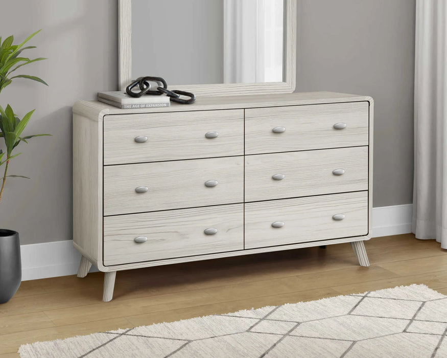SANDRINE - Commode à 6 tiroirs chêne gris