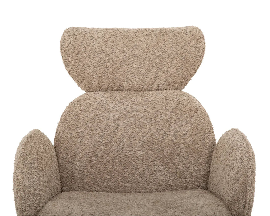 NOLA - Chaise de cuisine pivotante en tissu bouclé taupe