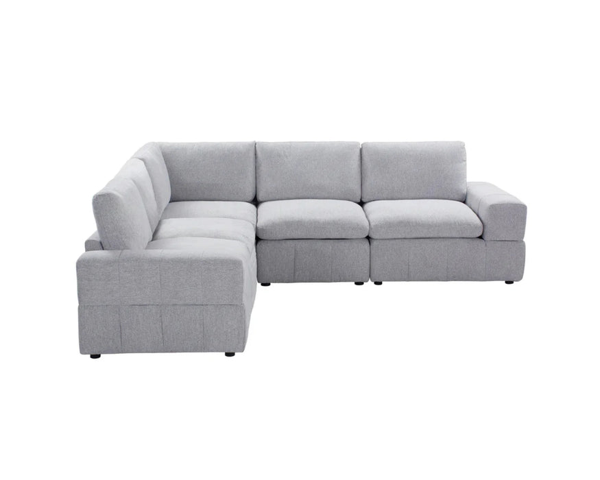 ENZO - Sofa modulaire 5 morceaux gris pâle