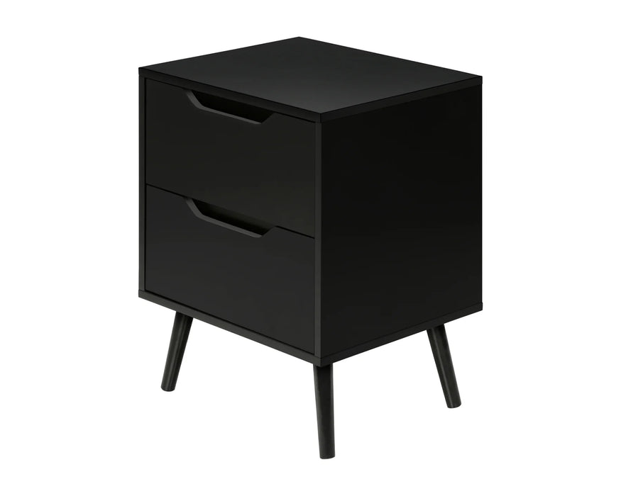 LEIF - Table de chevet 2 tiroirs noir