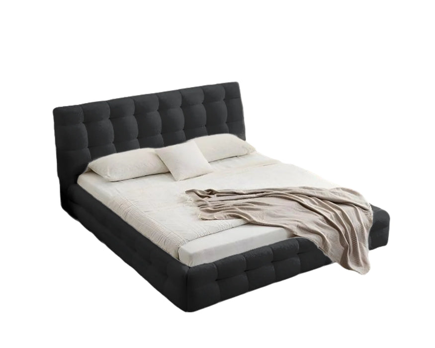 LARKA - Base de lit tissu bouclé noir