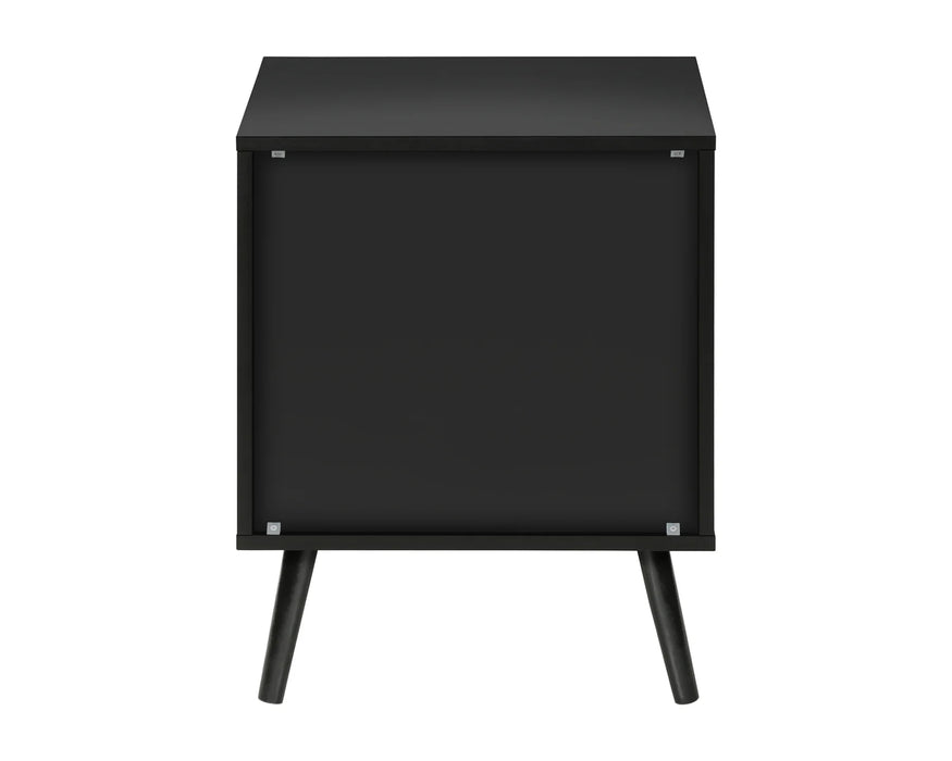 LEIF - Table de chevet 2 tiroirs noir