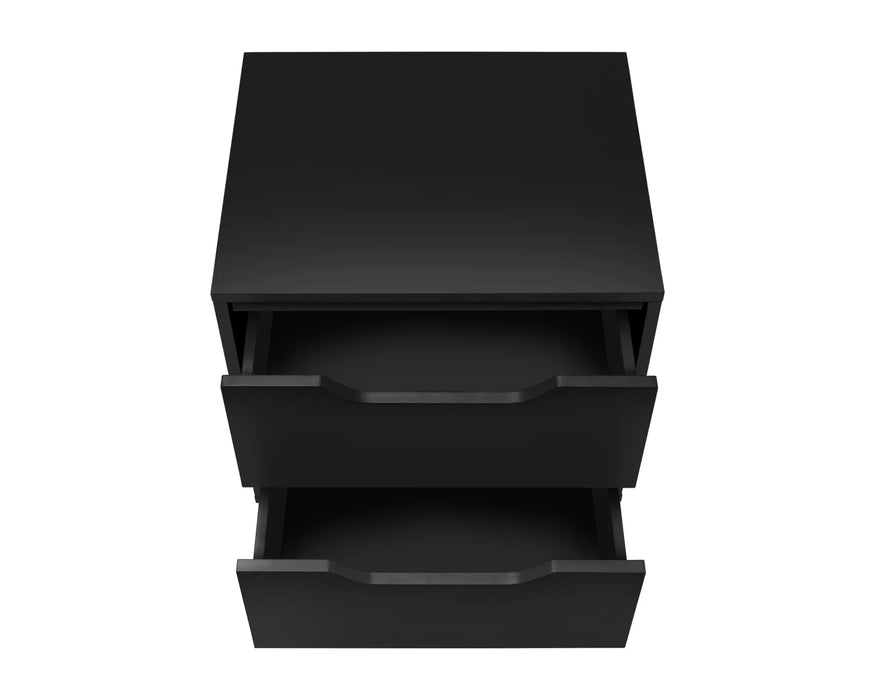 LEIF - Table de chevet 2 tiroirs noir