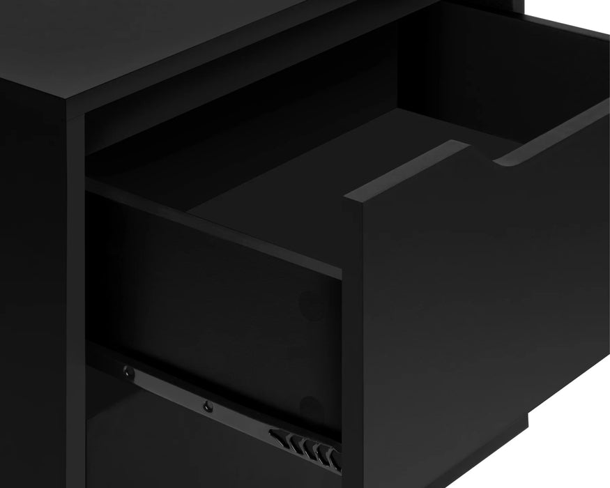 LEIF - Table de chevet 2 tiroirs noir