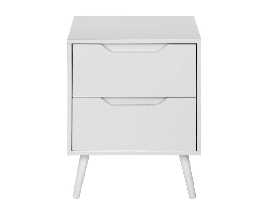 LEIF - Table de chevet 2 tiroirs blanc