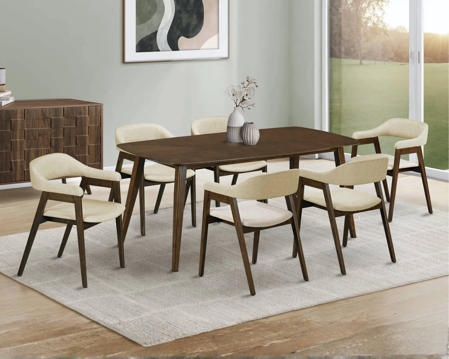 BOREA - Ensemble de salle à manger en bois brun avec chaises