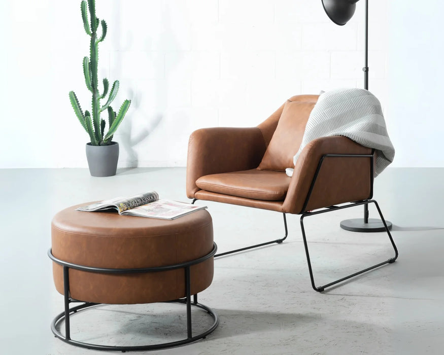 BROOK - Fauteuil 28" cuir végan brun