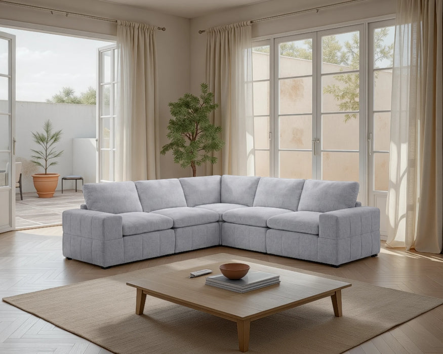 ENZO - 5-piece modular sofa, pale grey