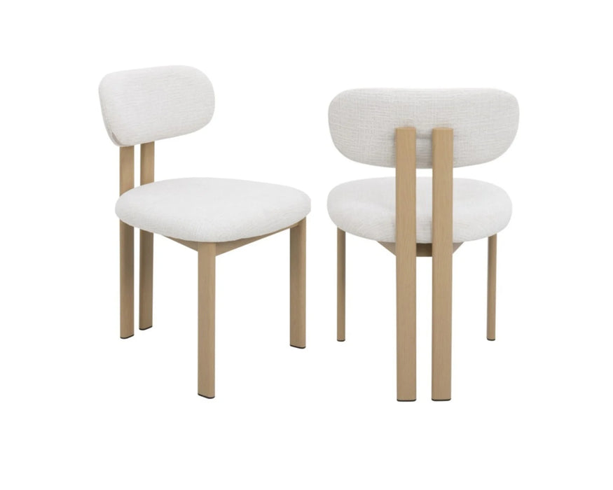 SVEIN - Chaise de cuisine scandinave en tissu beige