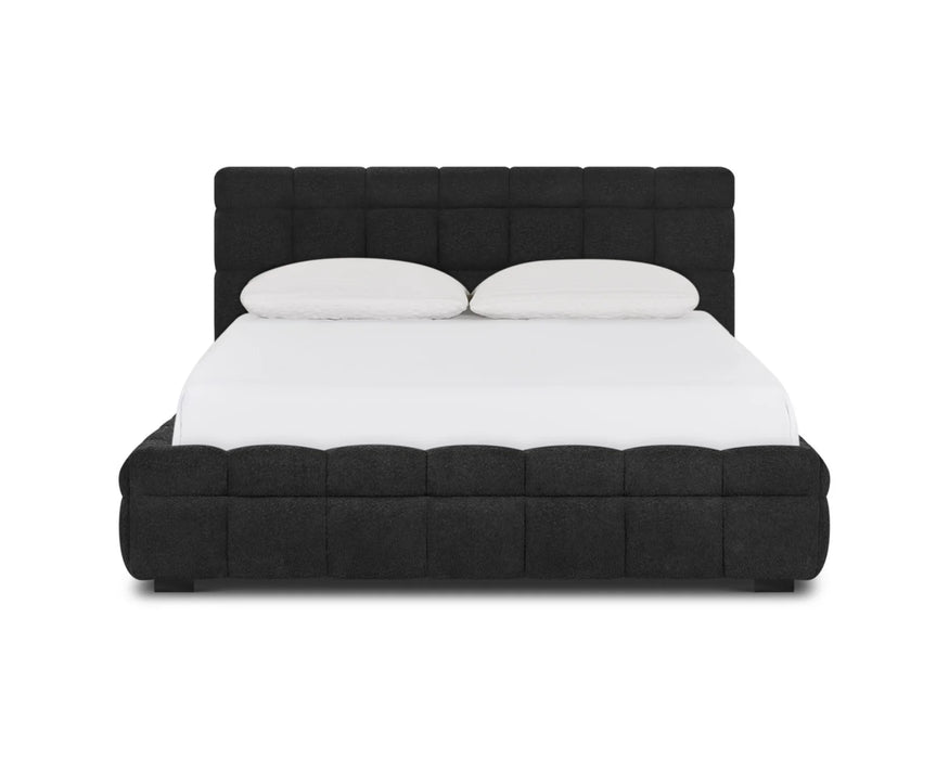 LARKA - Base de lit tissu bouclé noir