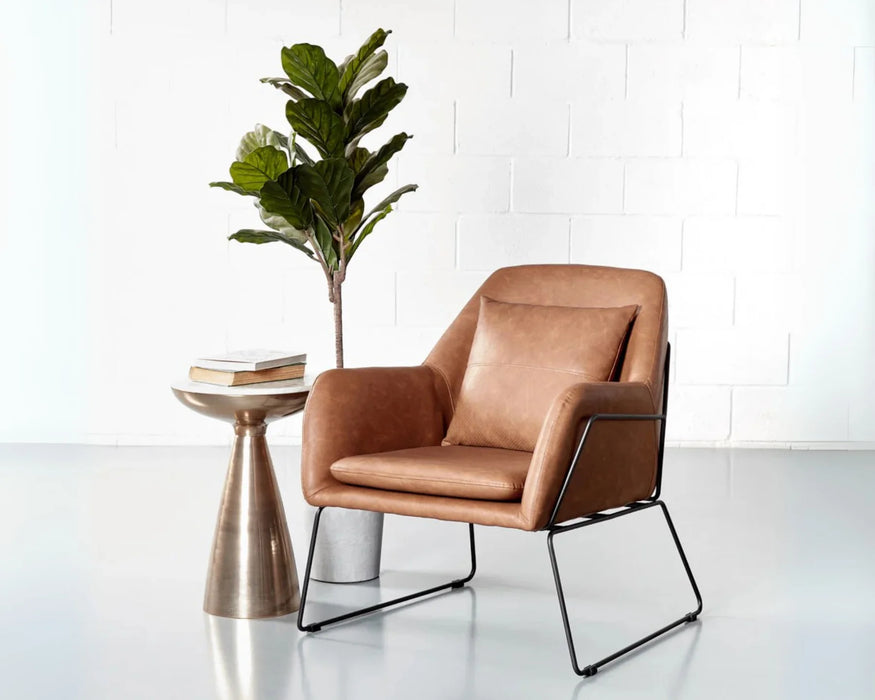 BROOK - Fauteuil 28" cuir végan brun