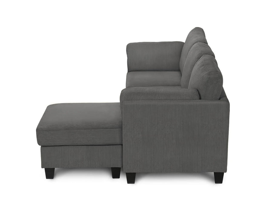 MILO - Sectionnel 87" corduroy réversible gris
