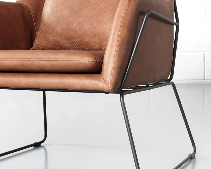 BROOK - Fauteuil 28" cuir végan brun