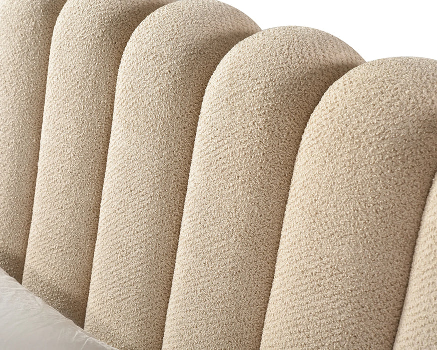 LORENZO - Base de lit avec rangement en tissu beige