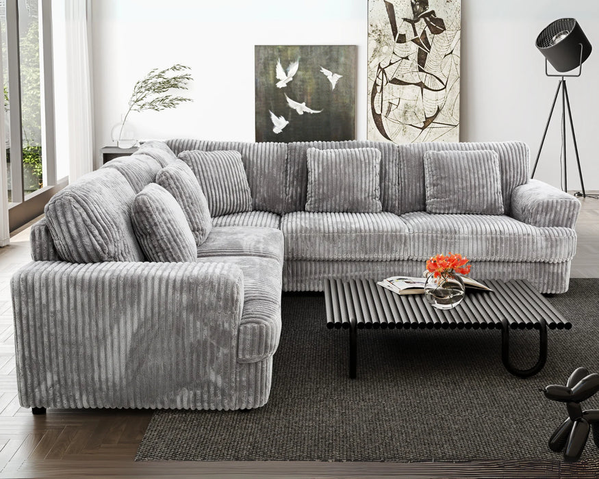 MILANO - Sofa sectionnel 113" corduroy gris