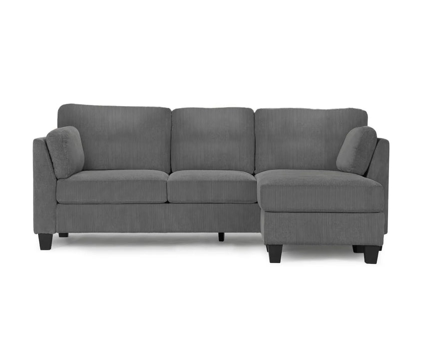 MILO - Sectionnel 87" corduroy réversible gris