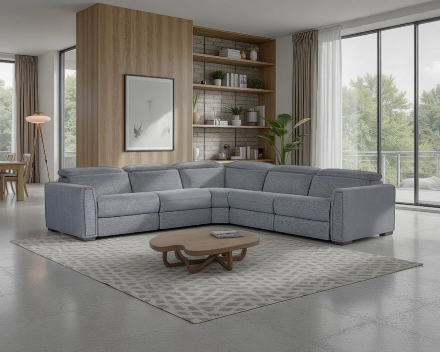 MERLIN - Sofa sectionnel inclinable électrique gris