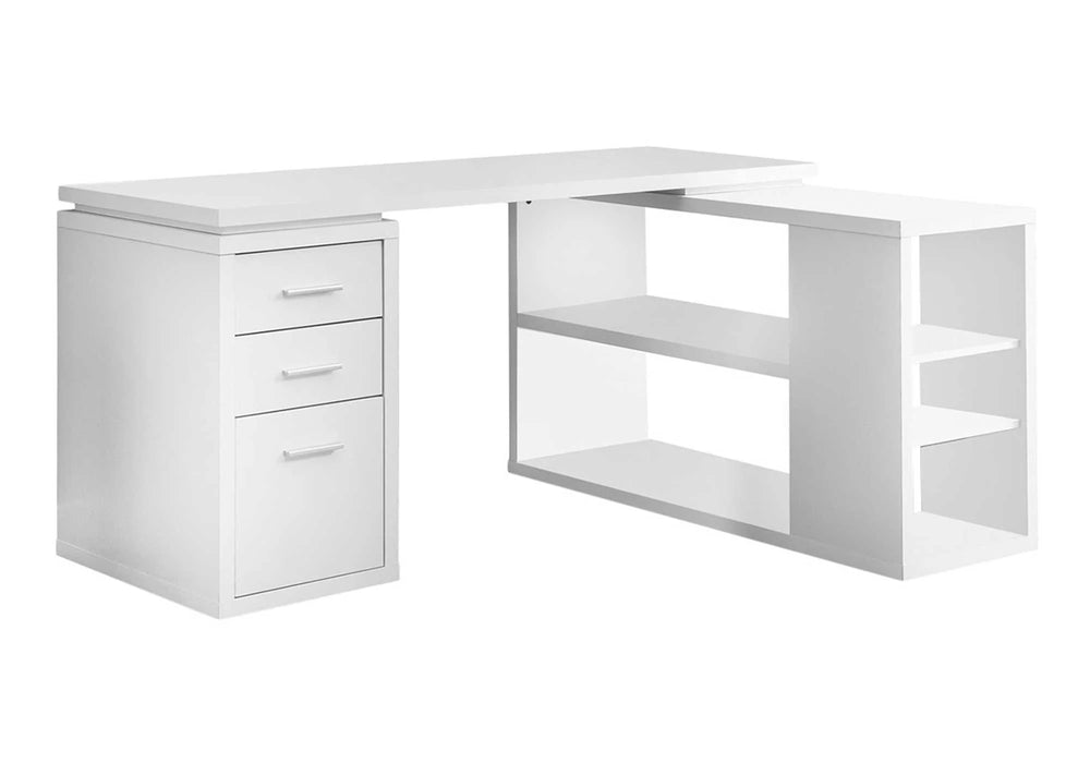 LINDA – Bureau d'angle blanc avec rangements