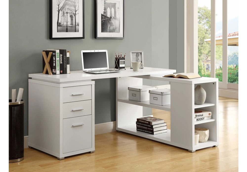 LINDA – Bureau d'angle blanc avec rangements