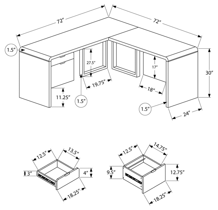 BRANDON - Bureau blanc lustré avec tiroirs