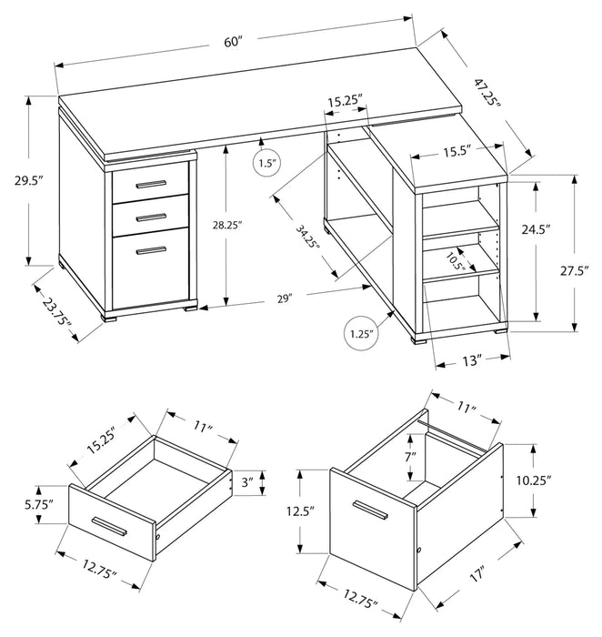 LINDA – Bureau d'angle blanc avec rangements