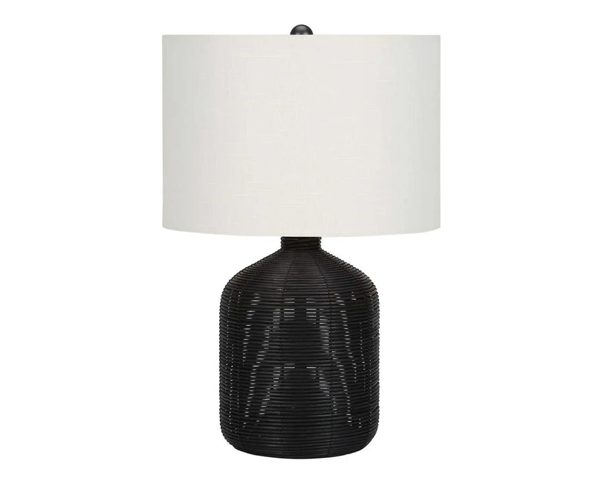 NOLAN - Lampe de table noir rotin 23"H