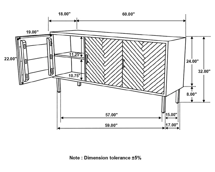 MISTY - Buffet 60" bois massif