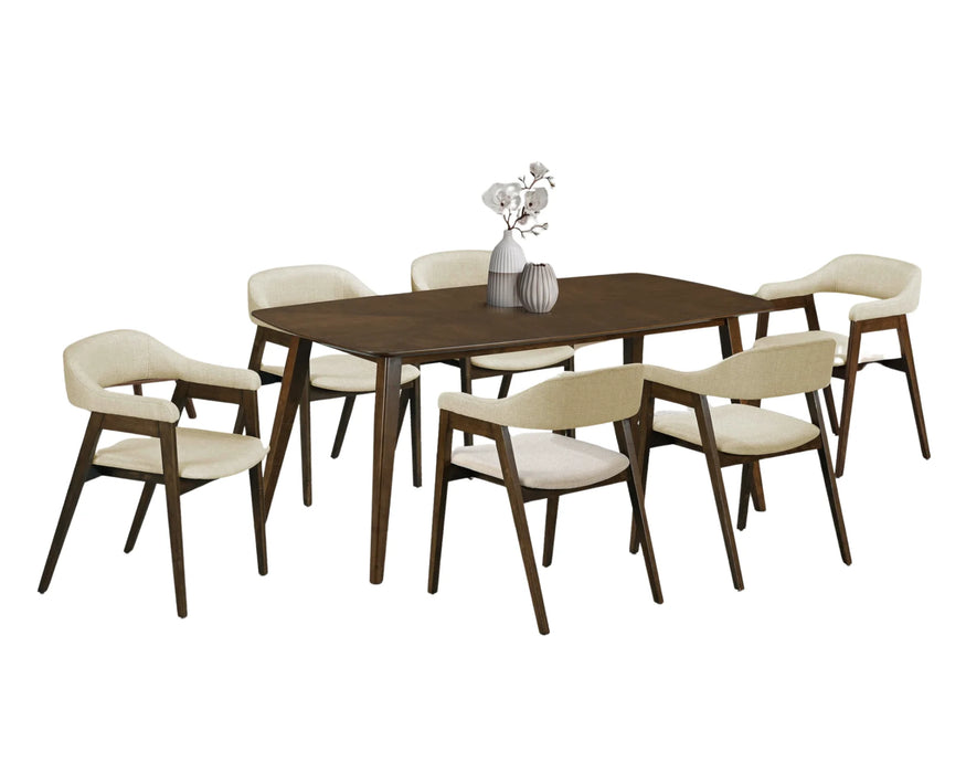 BOREA - Ensemble de salle à manger en bois brun avec chaises