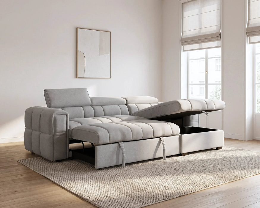 VICTOR - Sofa lit 99" avec rangement gris clair