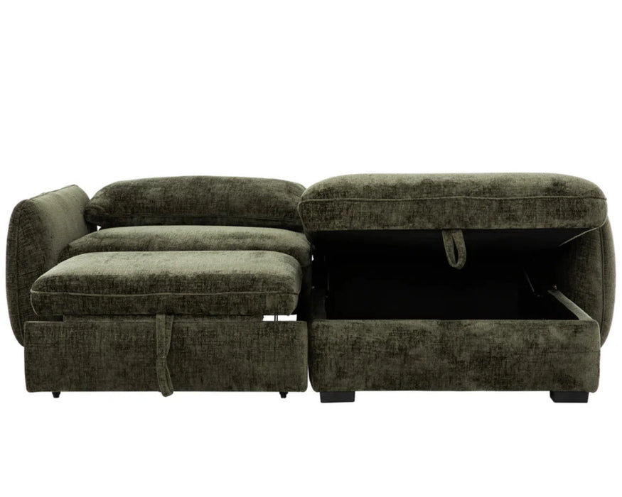 LEANDRE - 94" forest green sofa bed