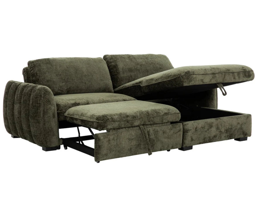LEANDRE - 94" forest green sofa bed