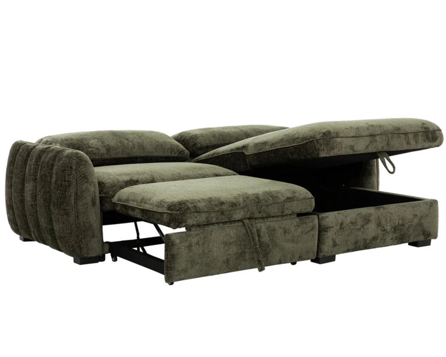 LEANDRE - 94" forest green sofa bed