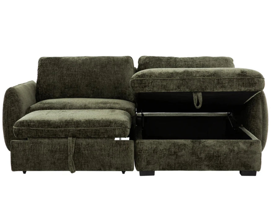 LEANDRE - 94" forest green sofa bed