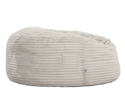 Pouf géant BALA en velours côtelé ivoire, vue en angle