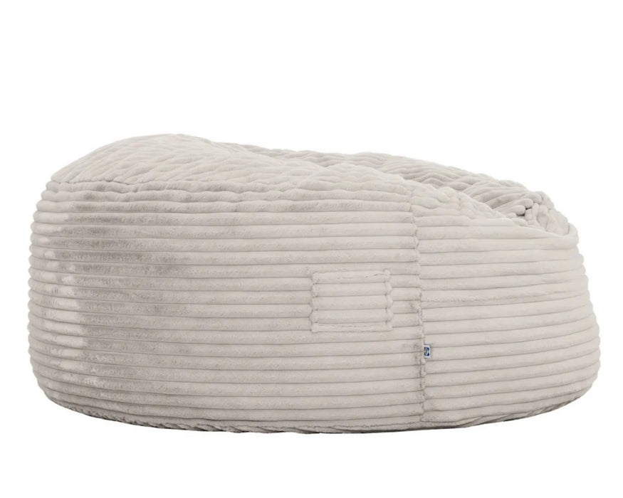 Pouf géant BALA en velours côtelé ivoire, vue en angle