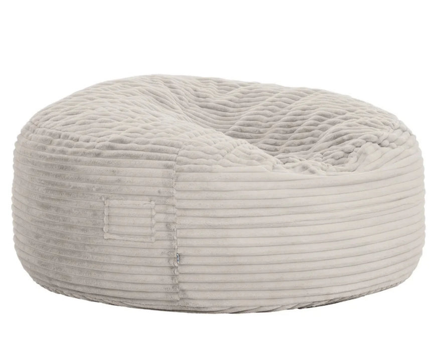 Pouf géant BALA en velours côtelé ivoire, vue de face