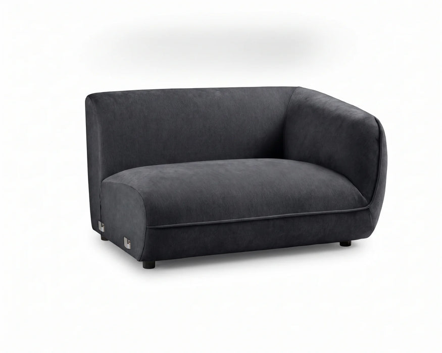 Module d'extrémité droite BALIN en tissu polyester noir, vue en angle