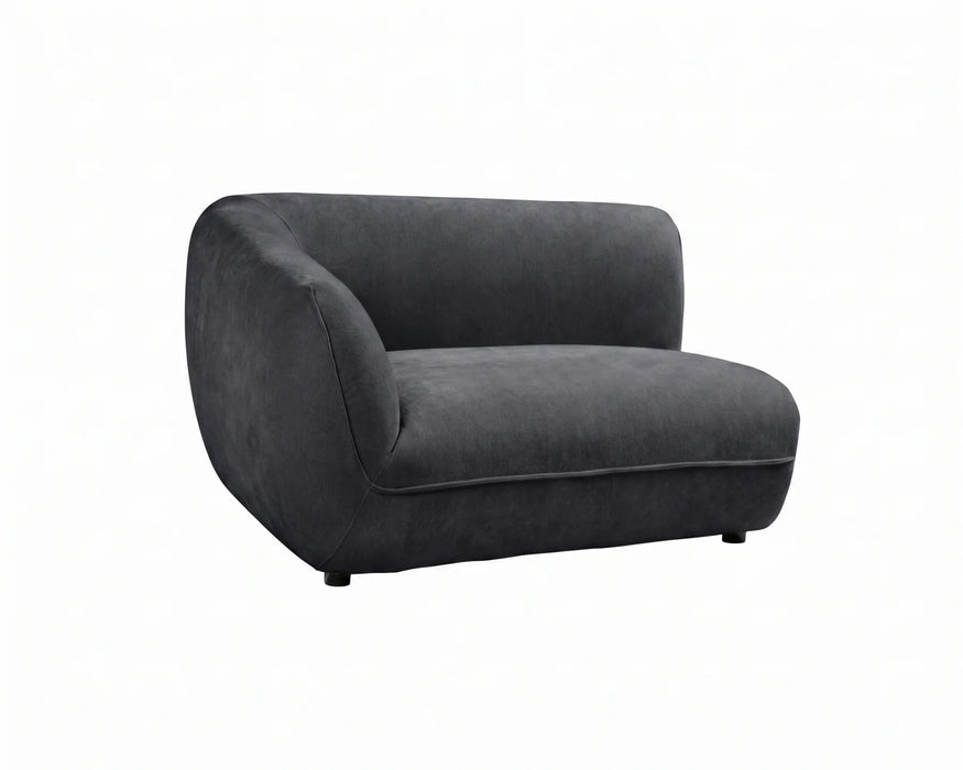 Module d'extrémité gauche BALIN en tissu polyester noir, vue en angle
