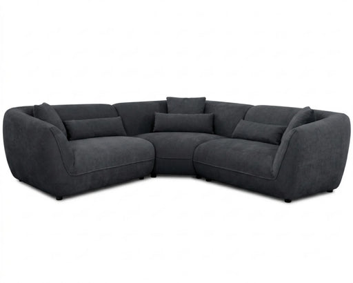 Sectionnel modulaire BALIN 5 places en tissu polyester noir, vue en angle