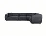 Sectionnel modulaire BALIN 6 places en tissu polyester noir, vue de face