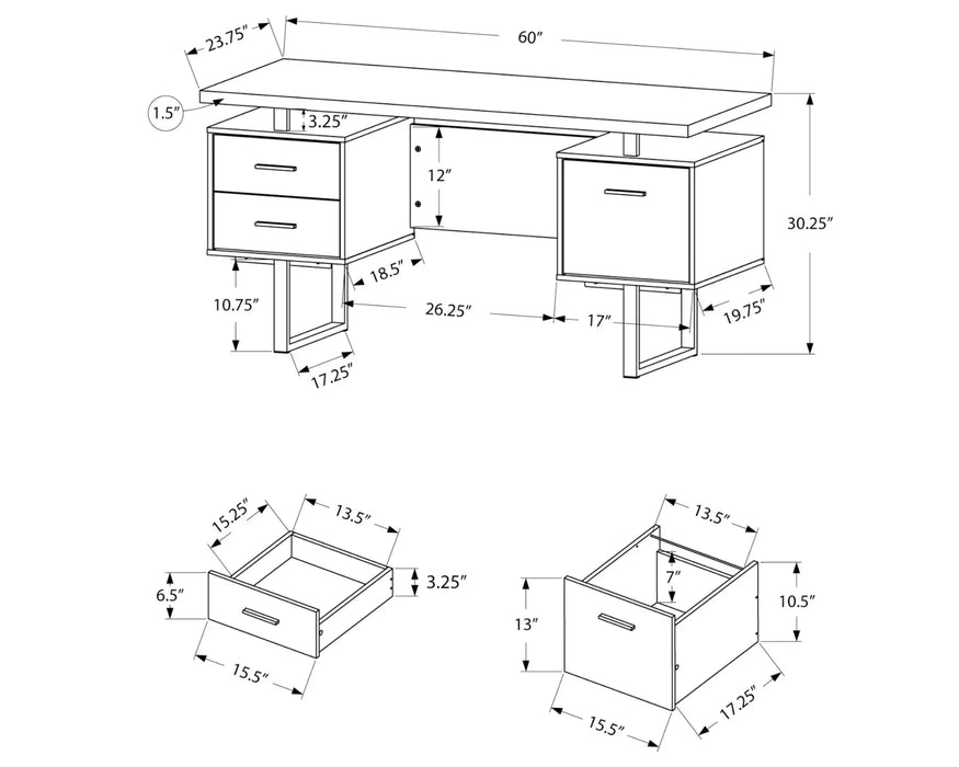 MUNSON - bureau 60" avec tiroirs