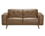 Causeuse DURANT mid-century en polyuréthane premium cognac, vue de face