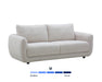 Sofa 3 places DAMIEN en tissu gris pâle, vue en angle