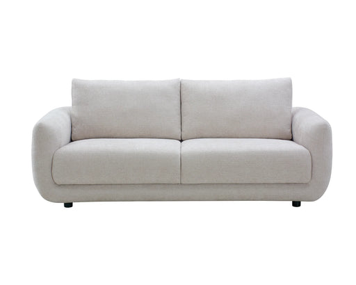 Sofa 3 places DAMIEN en tissu gris pâle, vue de face